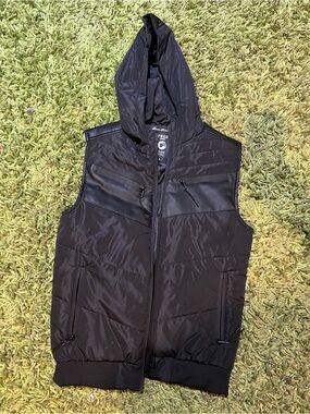Boy’s Black Hooded Puffer Vest - Unbranded